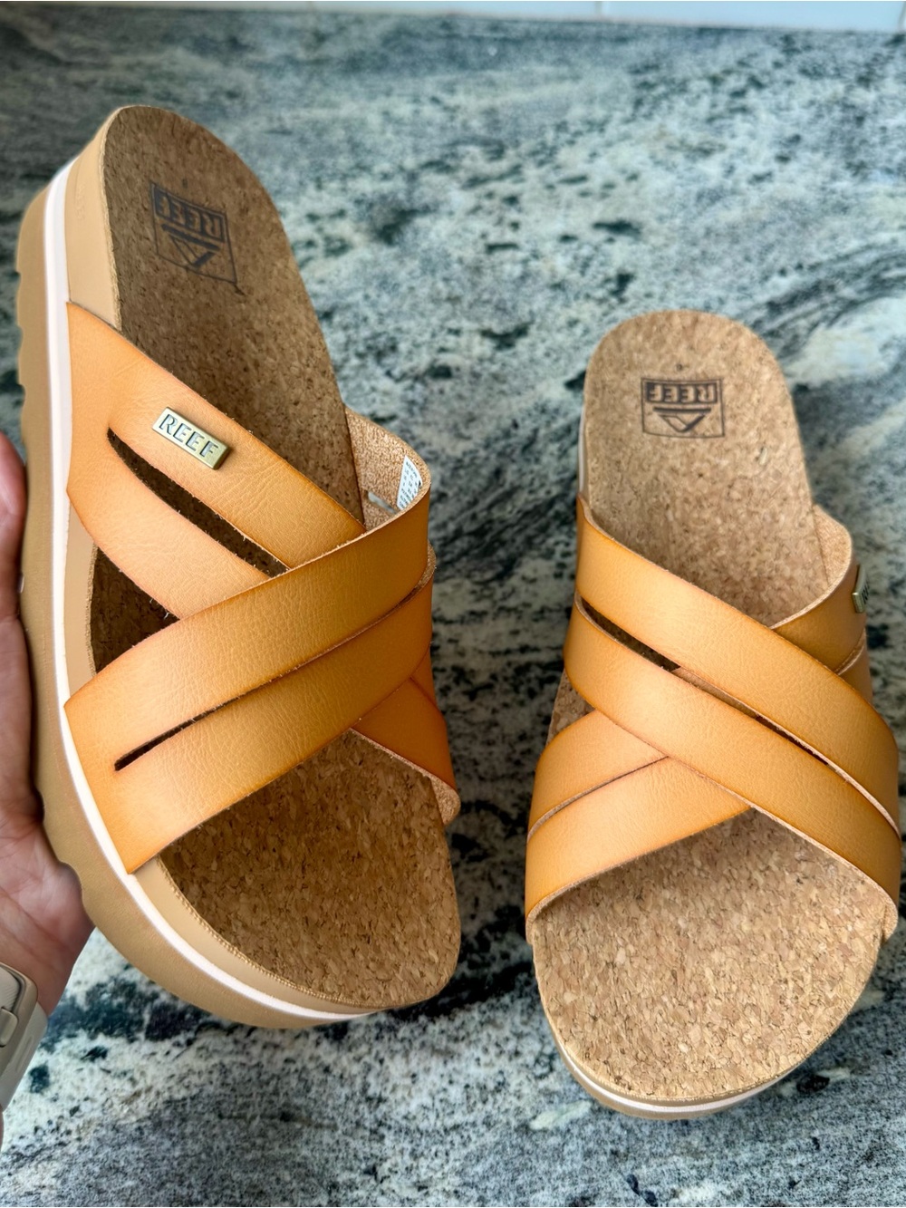 Reef Cushion Vista Hi sandals in tan. Size 8. Like new.